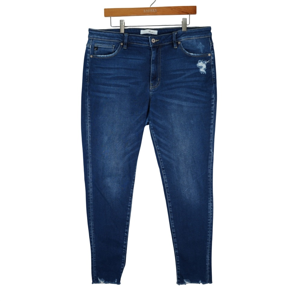 KanCan Jeans Women XL (37x29) High Rise Ankle Skinny Distressed Raw Hem Demim